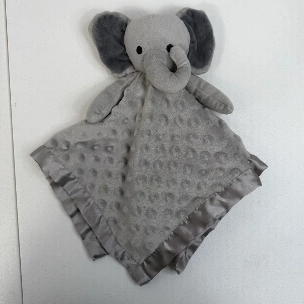 Pro Goleem Elephant Lovey Soft Security Blanket Snuggle Toy Minky Satin Trim‎